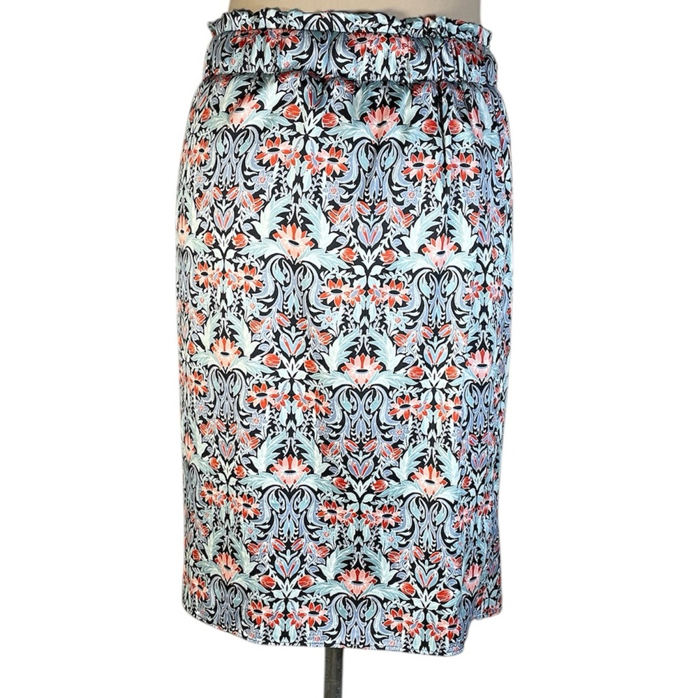 LOFT Floral Faux Wrap Skirt Blue, Pink, Mint Green Patterned, Size Small - Picture 3 of 6